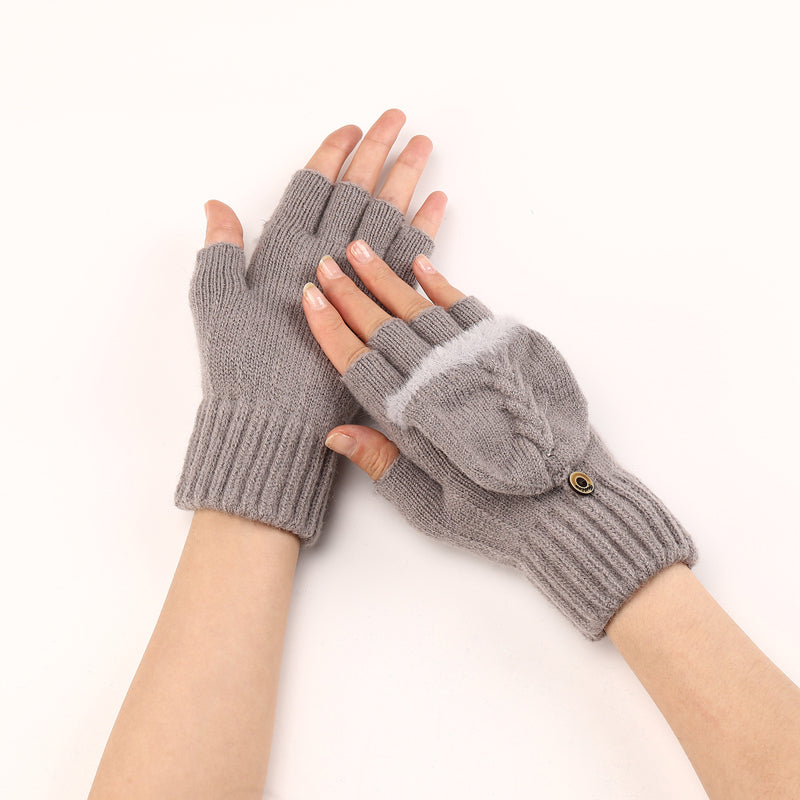 Gants Tricotés Sans Doigts Avec Rabat Mitaine