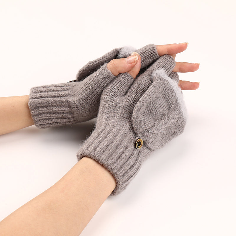 Gants Tricotés Sans Doigts Avec Rabat Mitaine
