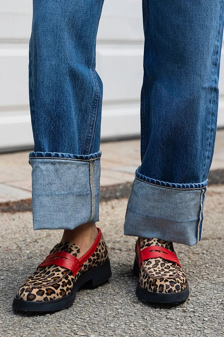 Livia | Mocassins à imprimé léopard avec détail rouge