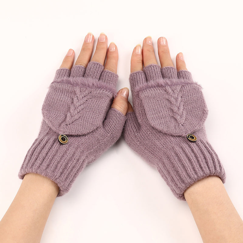 Gants Tricotés Sans Doigts Avec Rabat Mitaine