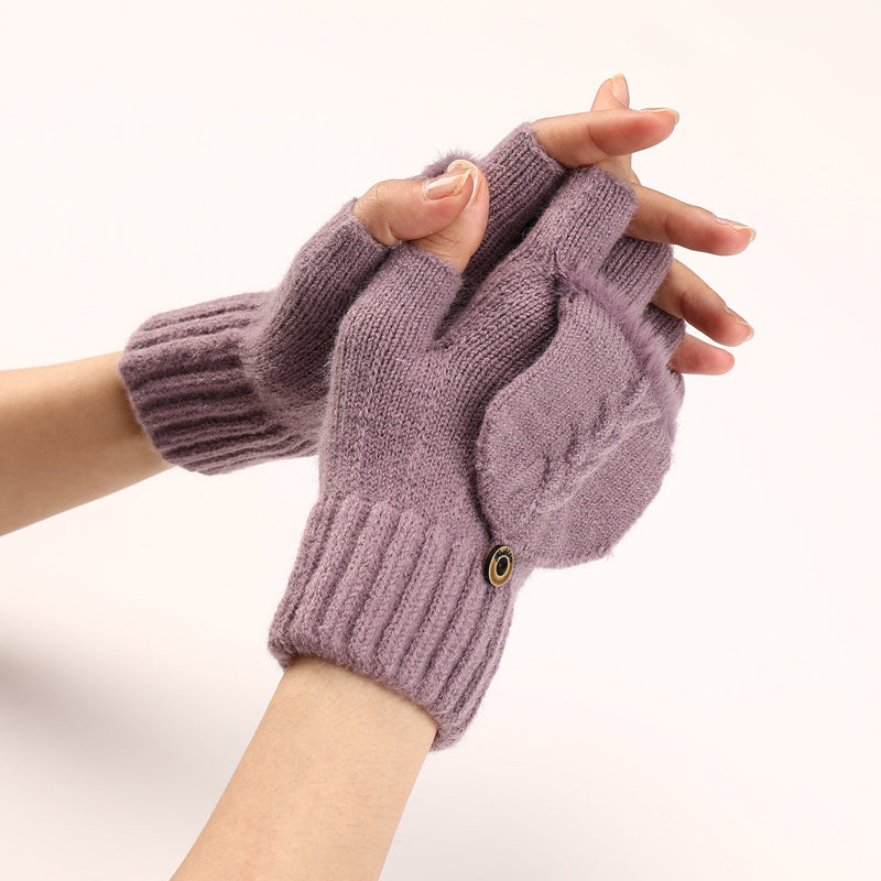 Gants Tricotés Sans Doigts Avec Rabat Mitaine