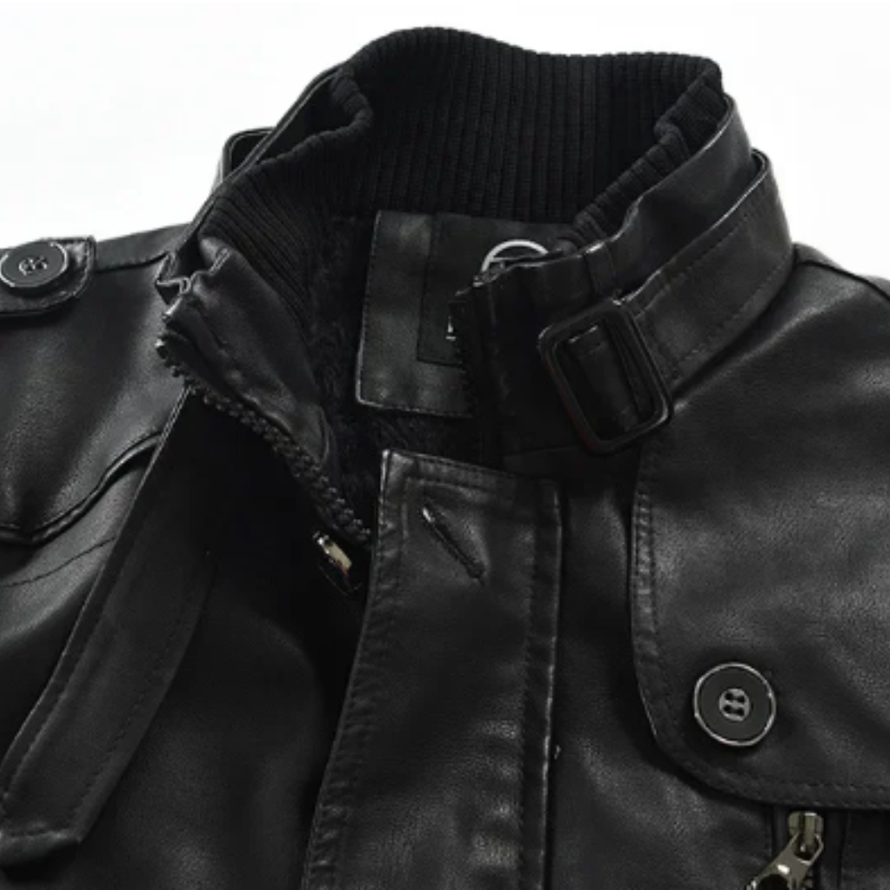 Veste de Motard Longue en Cuir Élégante