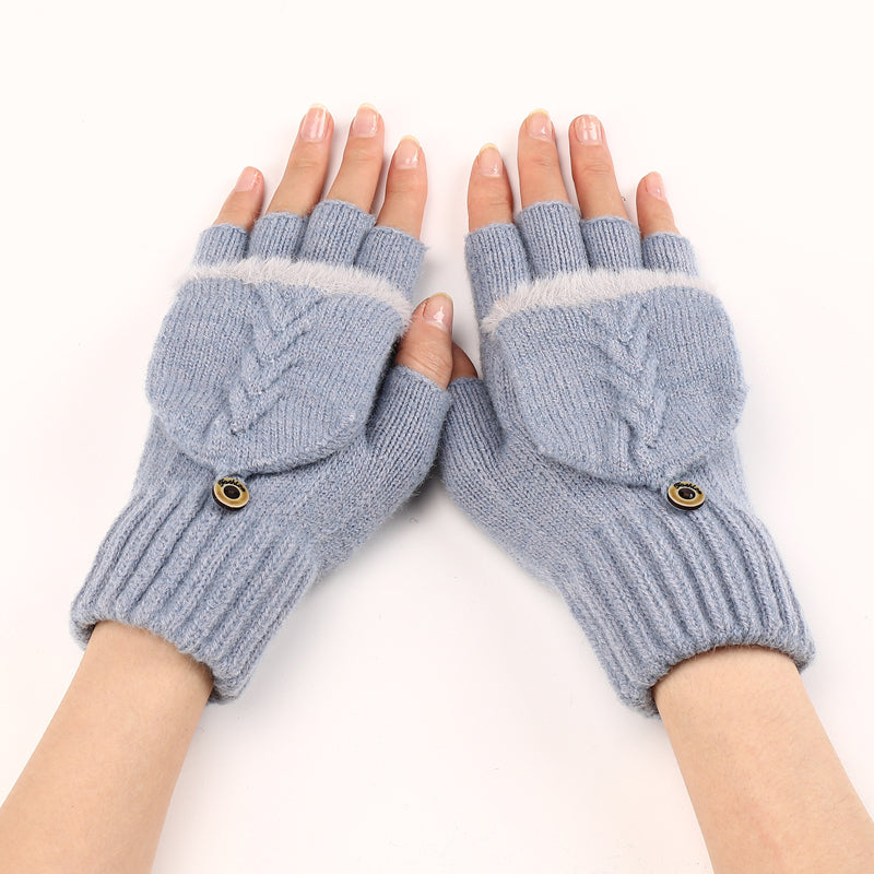 Gants Tricotés Sans Doigts Avec Rabat Mitaine