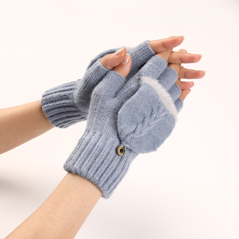 Gants Tricotés Sans Doigts Avec Rabat Mitaine