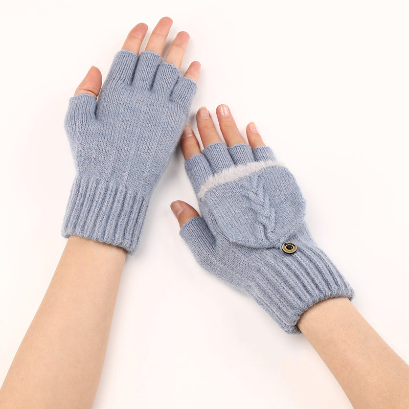 Gants Tricotés Sans Doigts Avec Rabat Mitaine