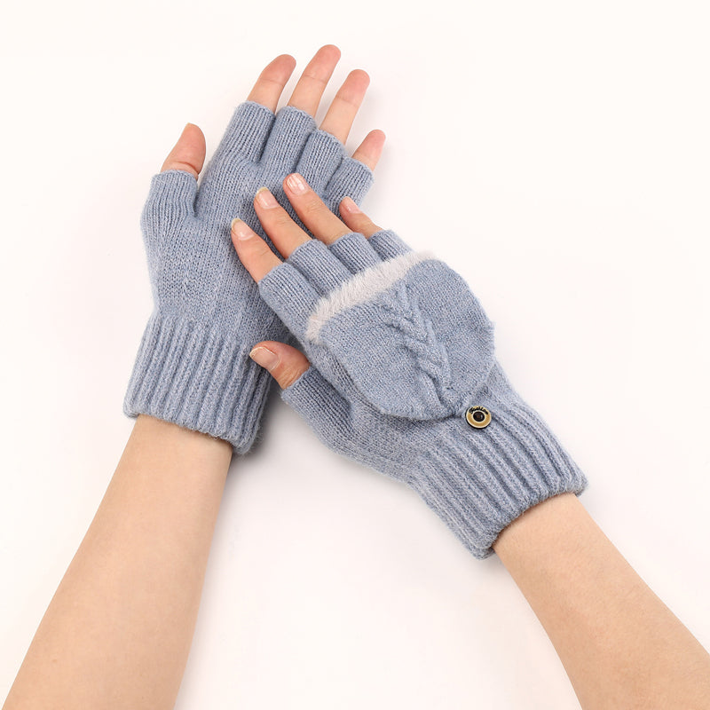 Gants Tricotés Sans Doigts Avec Rabat Mitaine