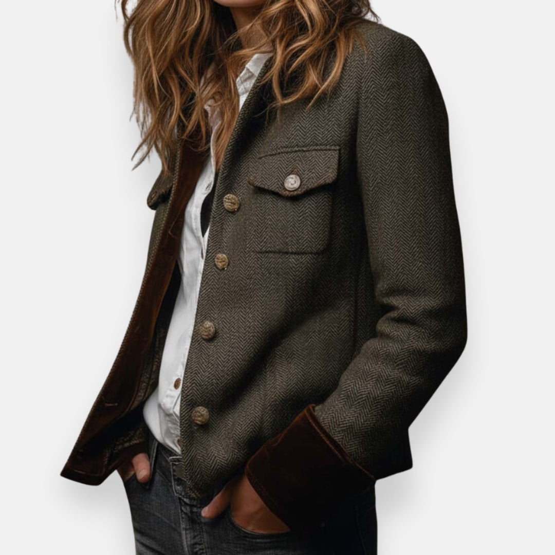 Corrie | Veste en tweed avec détails en velours