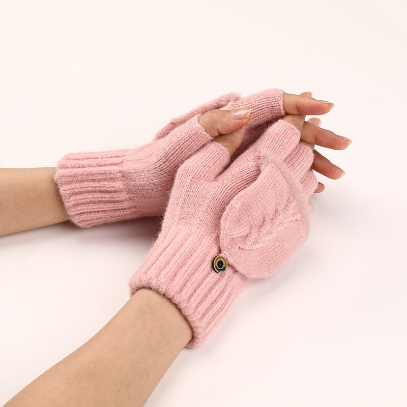 Gants Tricotés Sans Doigts Avec Rabat Mitaine