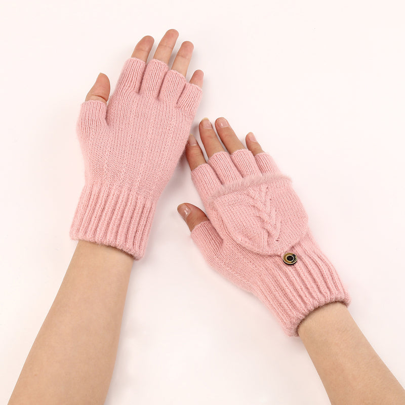 Gants Tricotés Sans Doigts Avec Rabat Mitaine