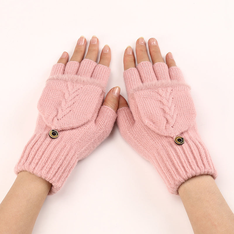 Gants Tricotés Sans Doigts Avec Rabat Mitaine