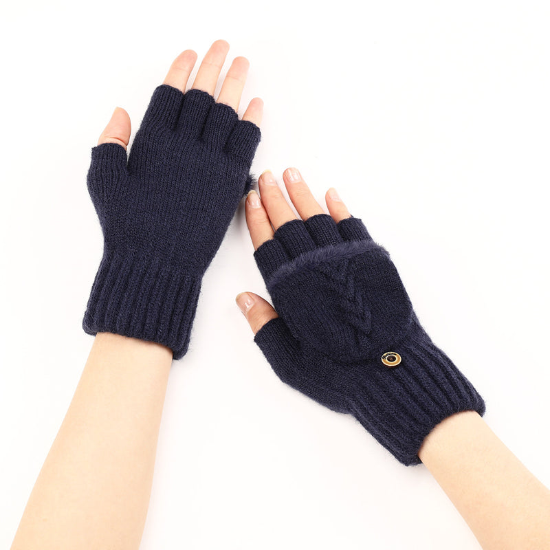 Gants Tricotés Sans Doigts Avec Rabat Mitaine