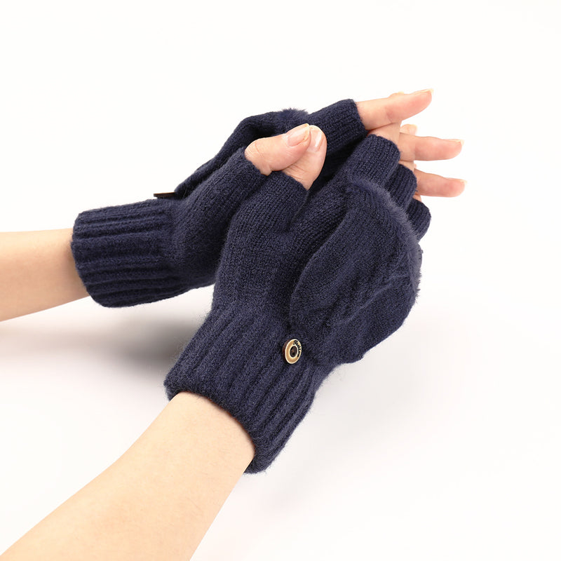 Gants Tricotés Sans Doigts Avec Rabat Mitaine