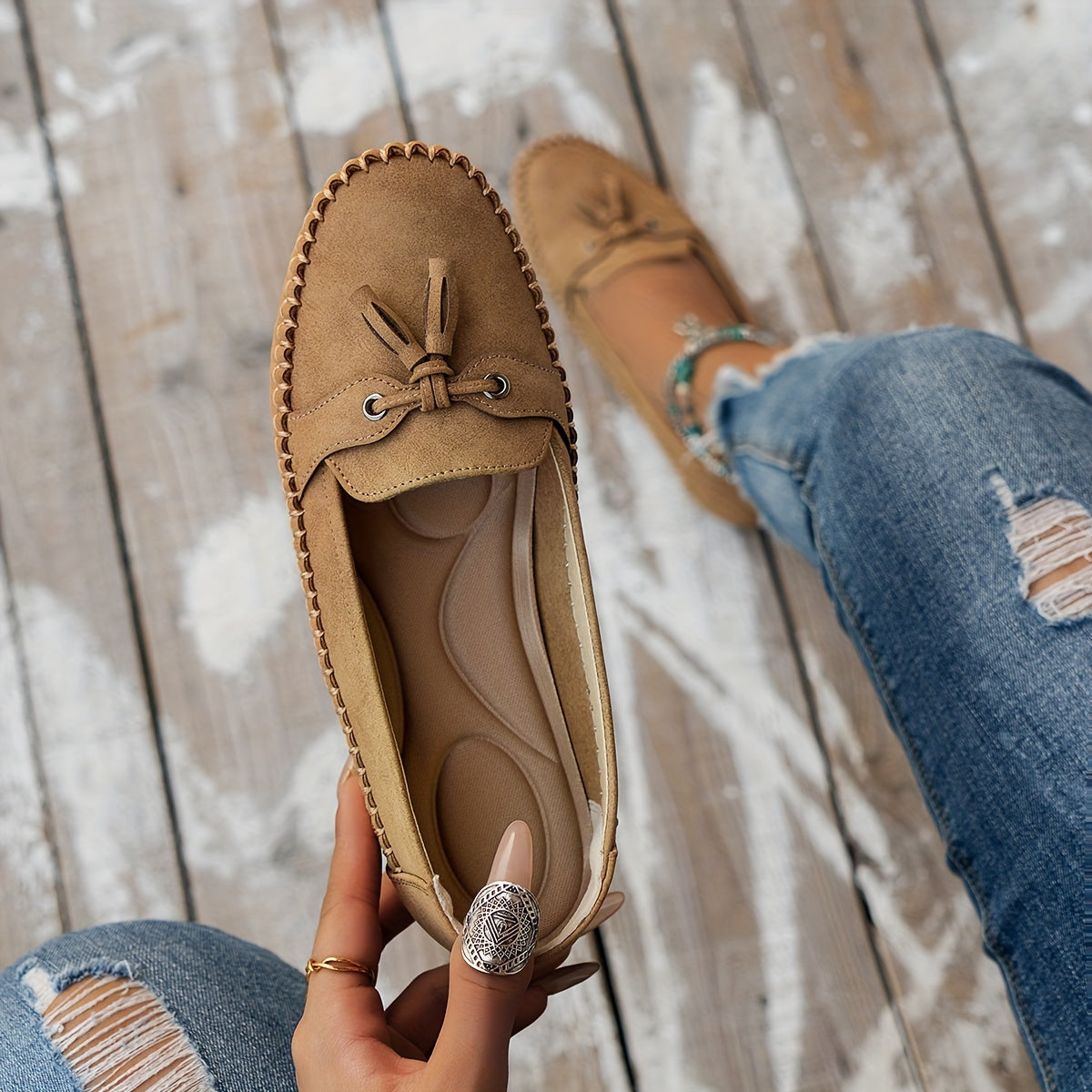 Nadine™ | Mocassins classiques avec détail pompons