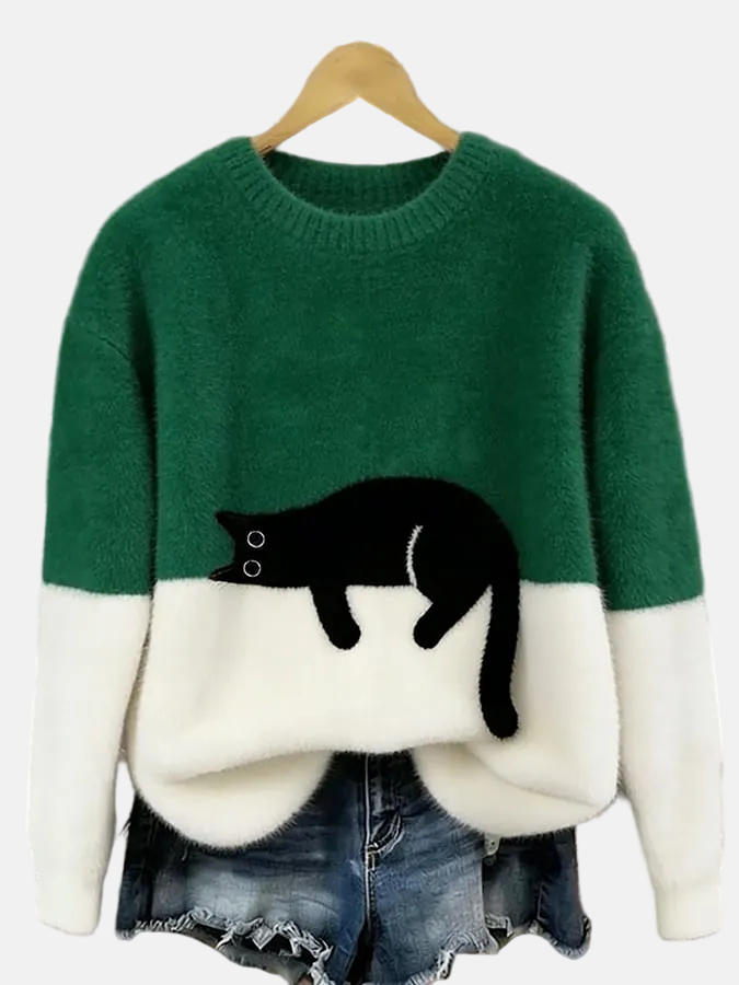 Luna | Sweat Femme avec Motif de Chat