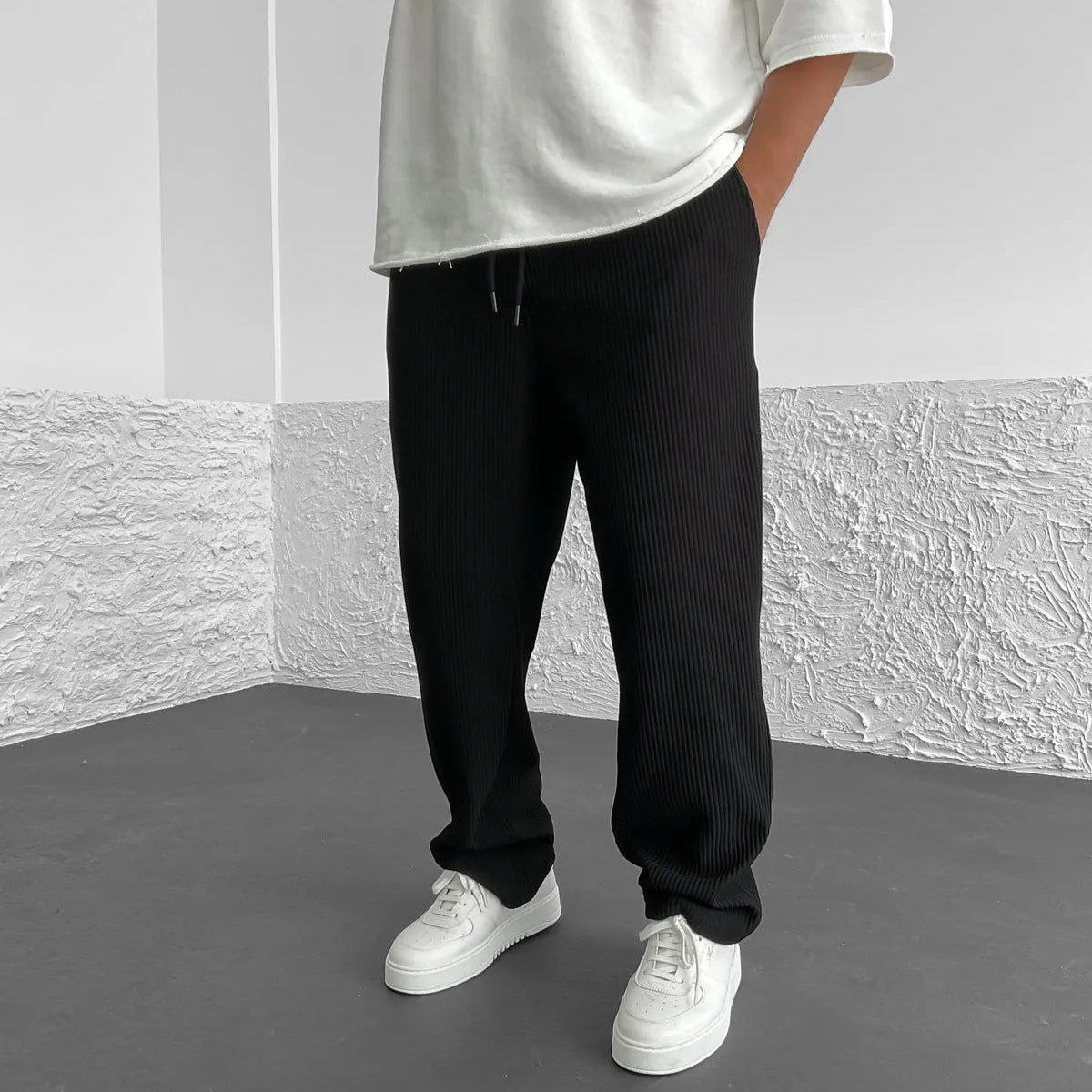 PANTALON EN MAILLE CÔTELÉE