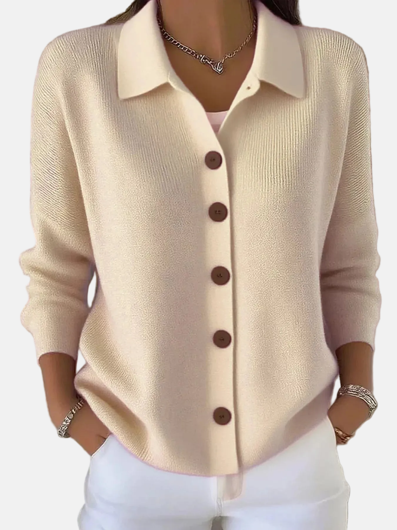 Mila™ – Cardigan doux en maille fine à col classique