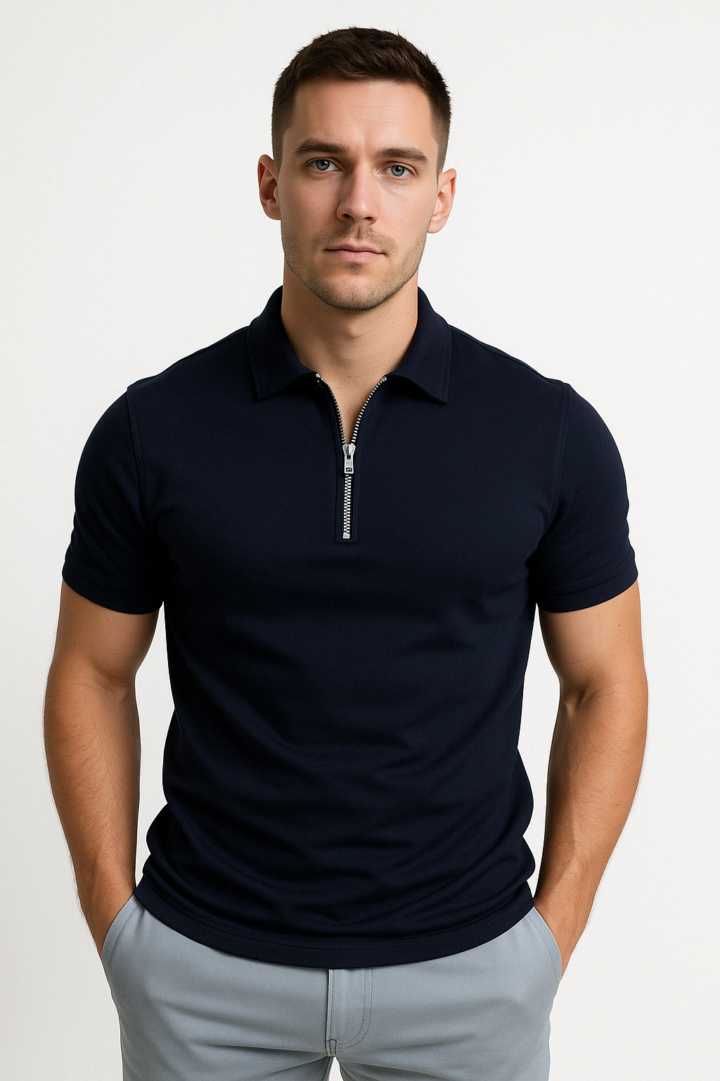 GREGORIO | POLO MODERNE AVEC ZIP MI-HAUT
