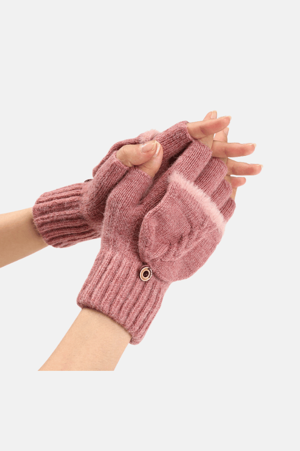 Gants Tricotés Sans Doigts Avec Rabat Mitaine
