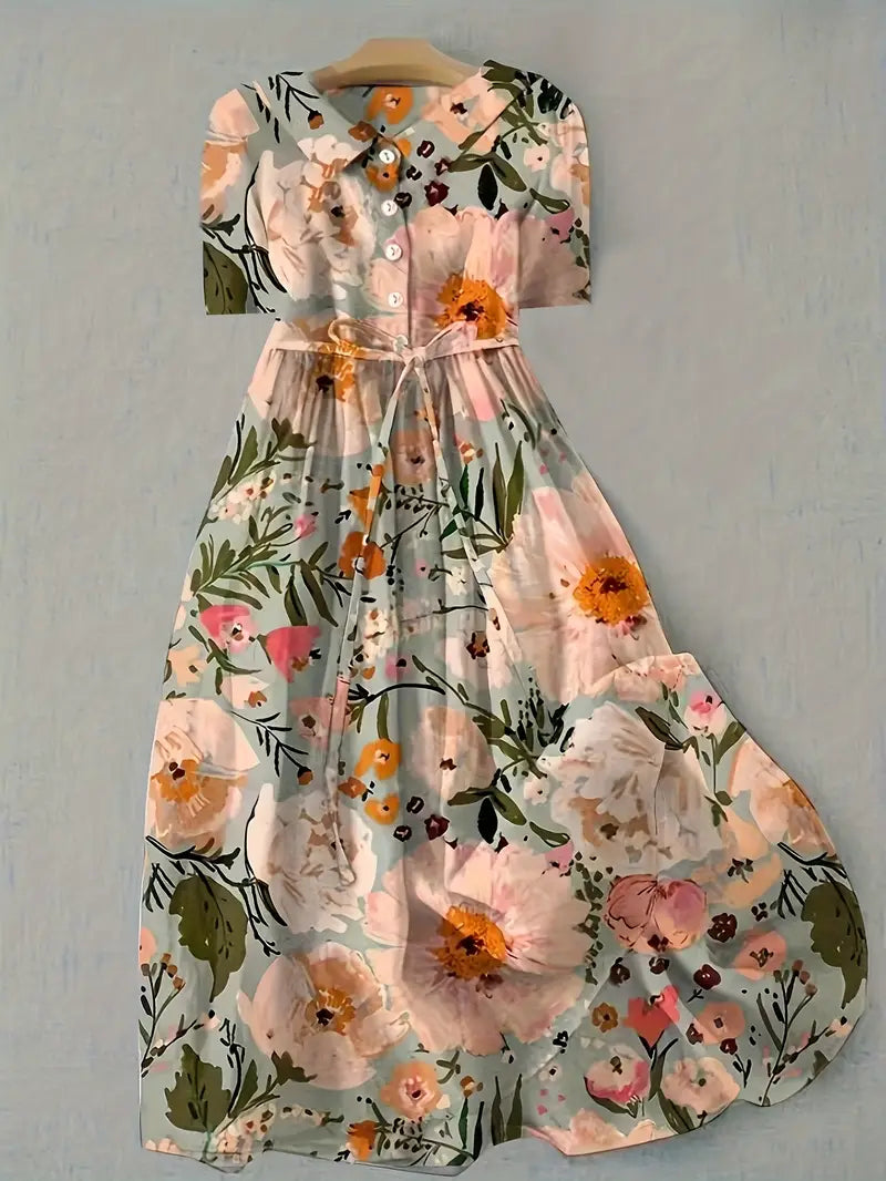 Aurélie | Robe estivale à fleurs aux tons chauds