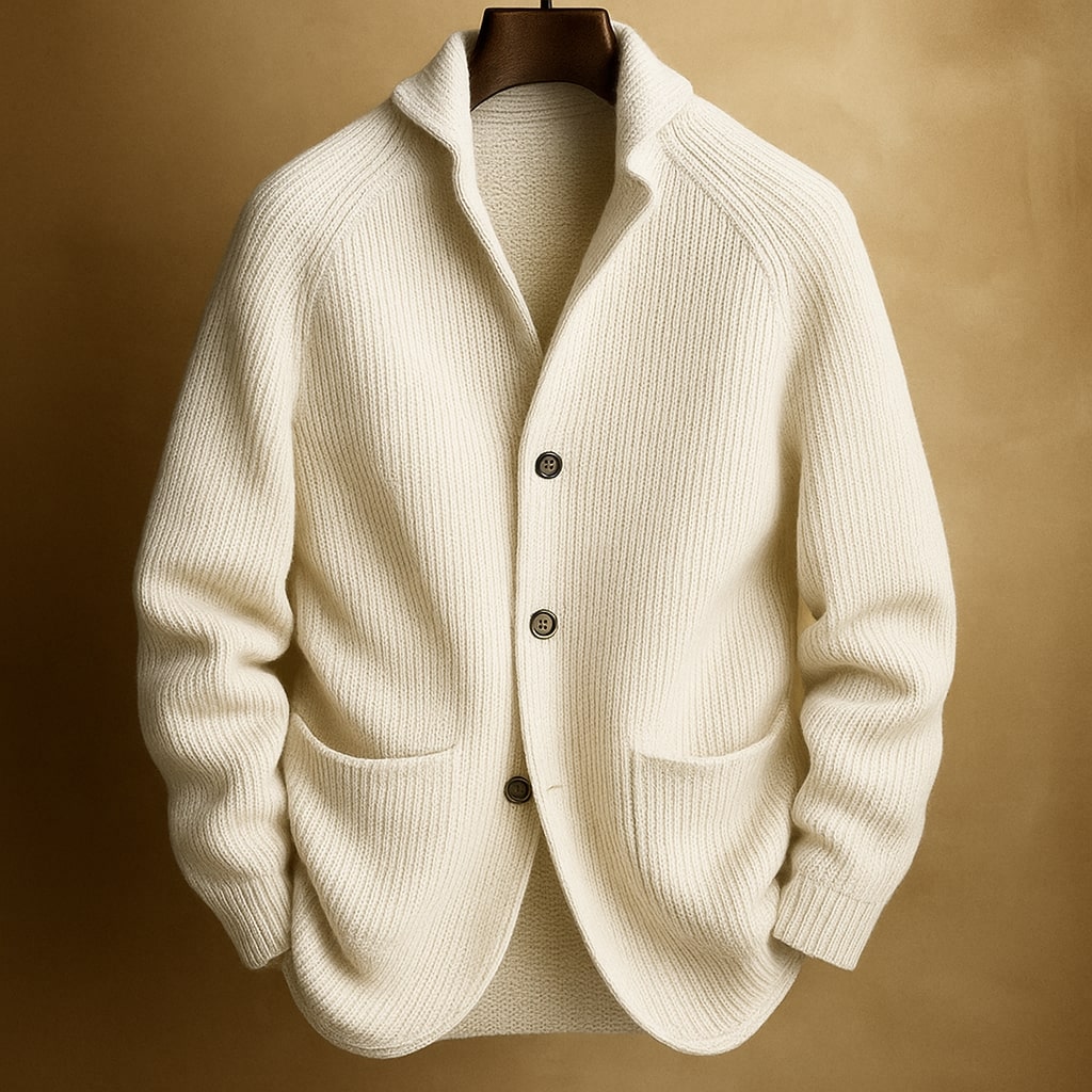 SILVORO | CARDIGAN EN LAINE À CÔTES POUR HOMME