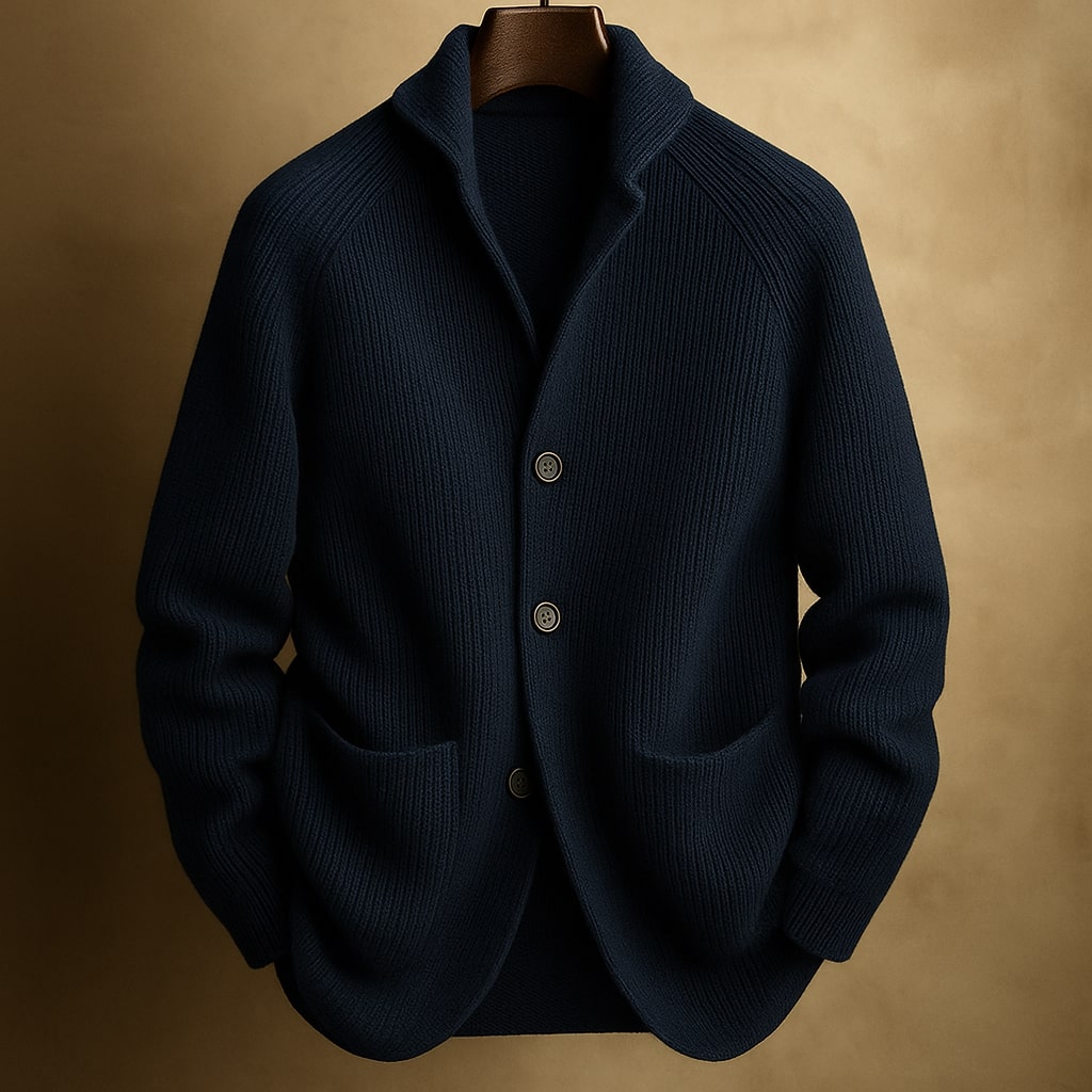 SILVORO | CARDIGAN EN LAINE À CÔTES POUR HOMME