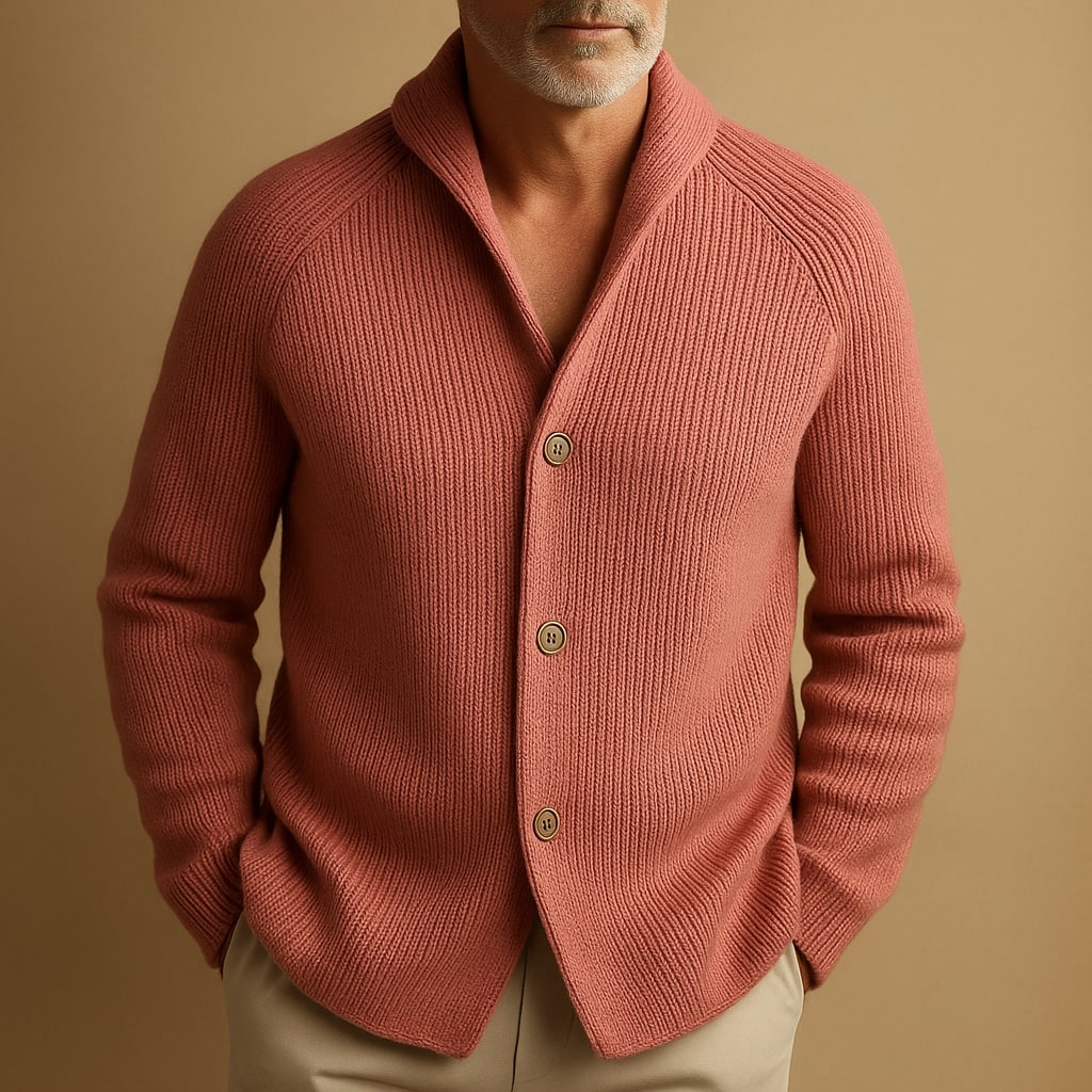 SILVORO | CARDIGAN EN LAINE À CÔTES POUR HOMME