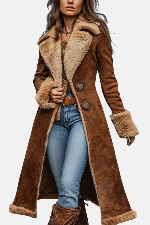 Nina I Manteau d'inspiration vintage avec fausse fourrure
