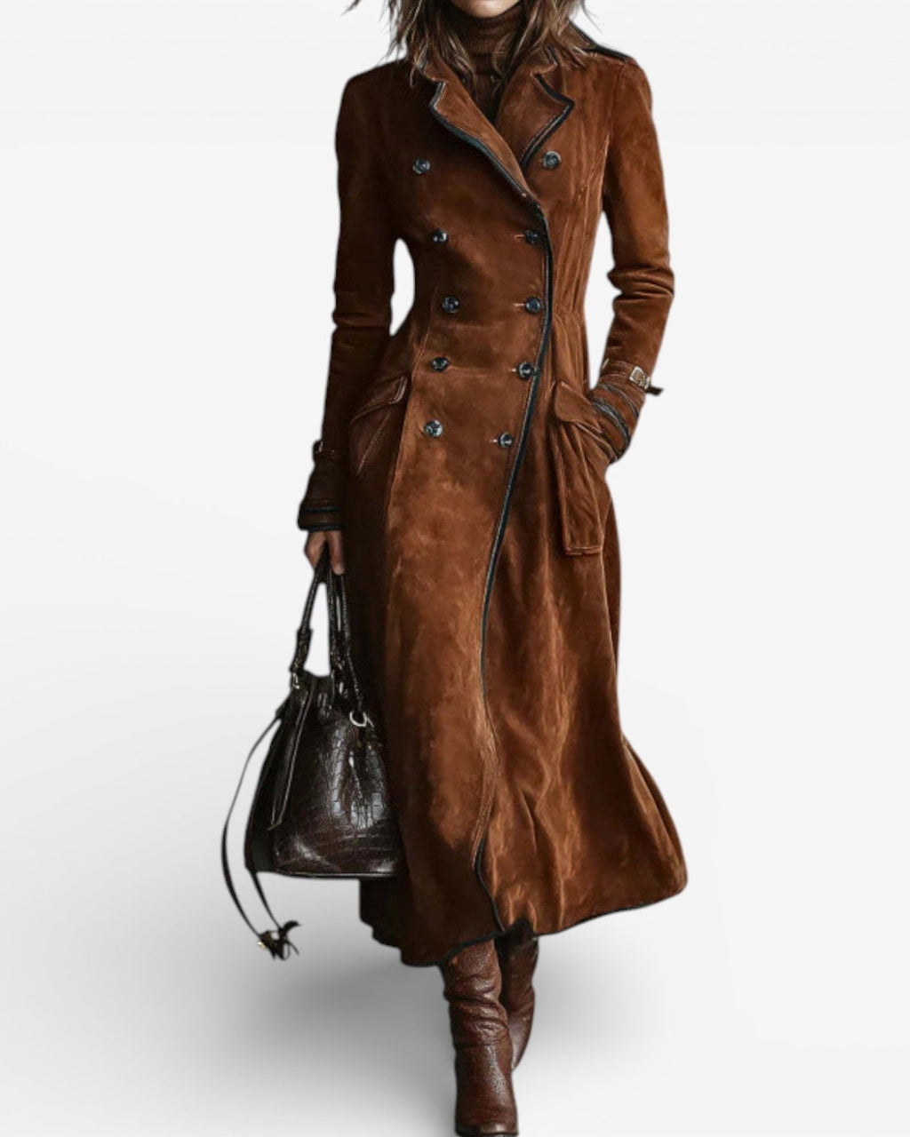 Nathalie™ - Trench en cuir suédé