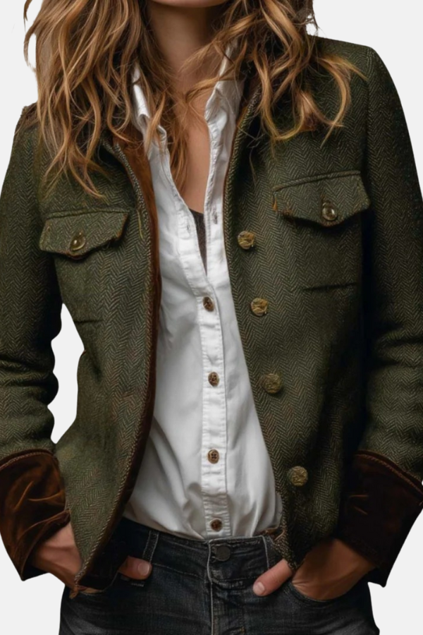 Corrie | Veste en tweed avec détails en velours