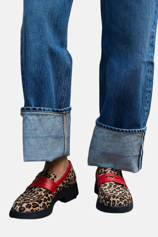 Livia | Mocassins à imprimé léopard avec détail rouge