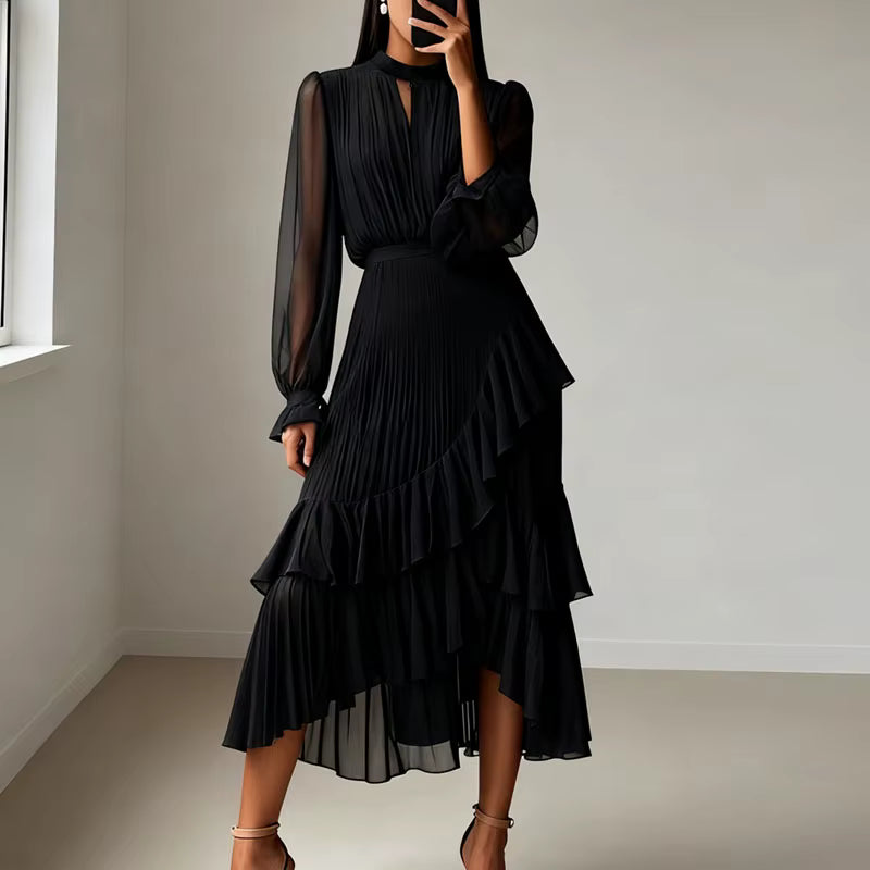 Sophia | Robe Midi Plissée à Volants