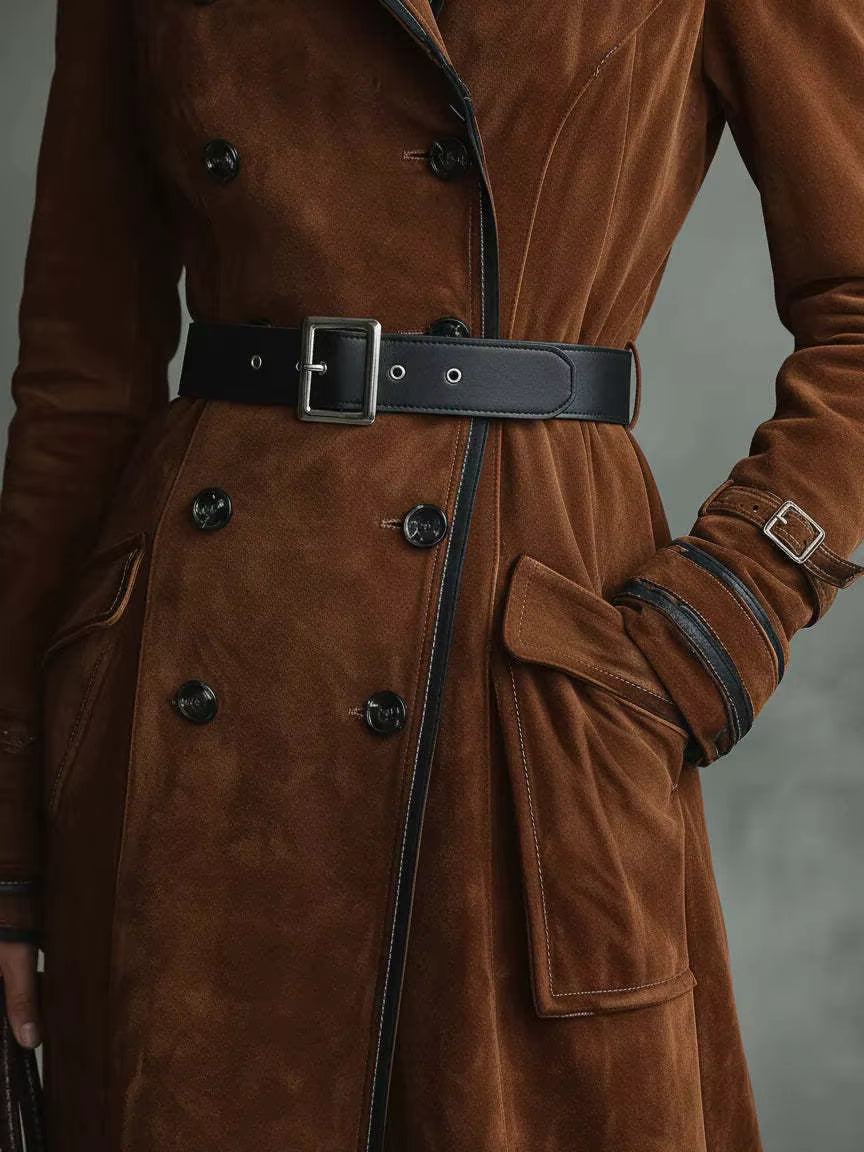 Nathalie™ - Trench en cuir suédé