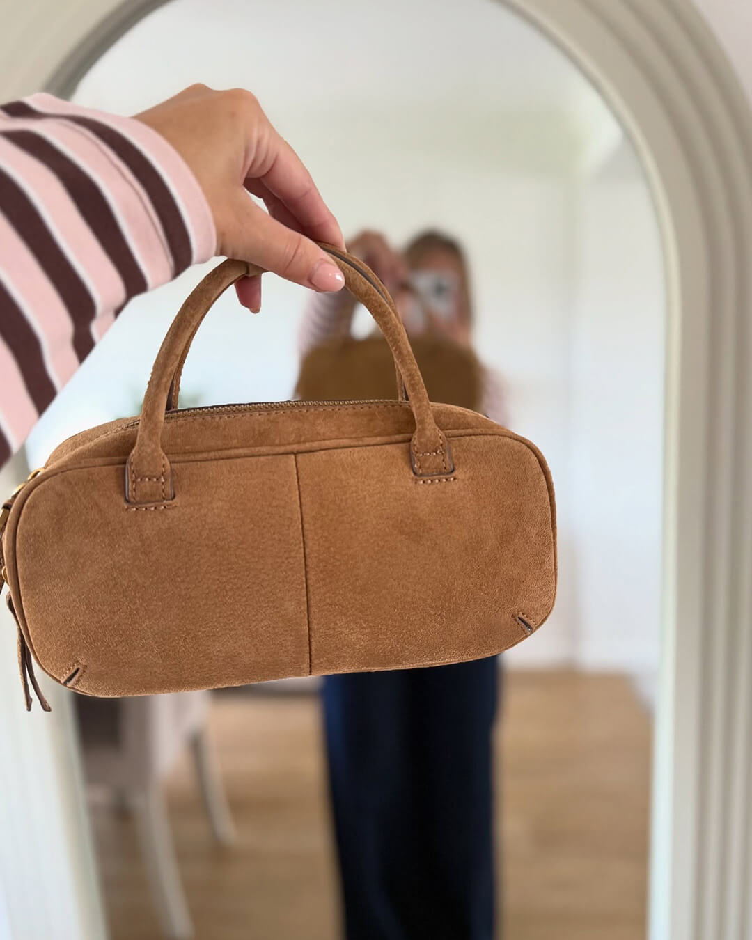 Sac à Main Mini en Suédine avec Deux Poignées