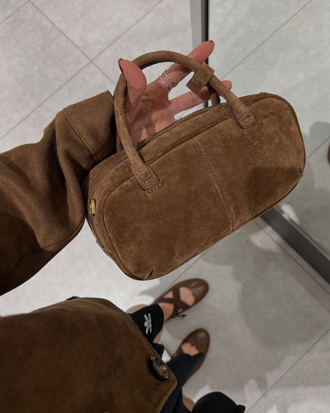 Sac à Main Mini en Suédine avec Deux Poignées