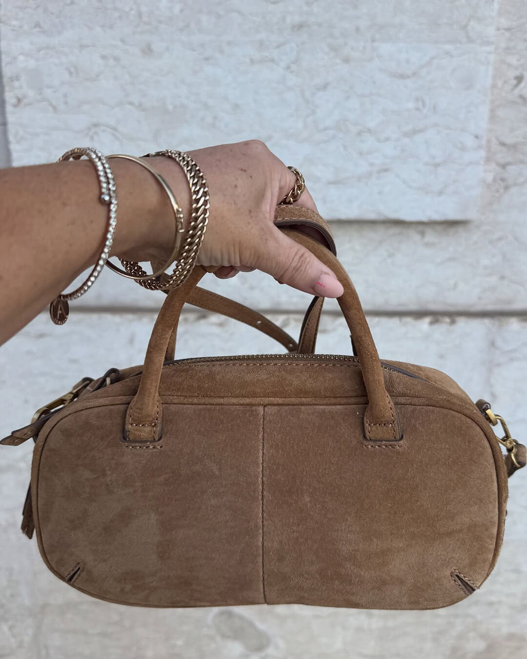 Sac à Main Mini en Suédine avec Deux Poignées