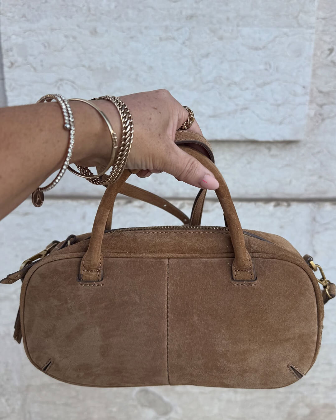 Sac à Main Mini en Suédine avec Deux Poignées