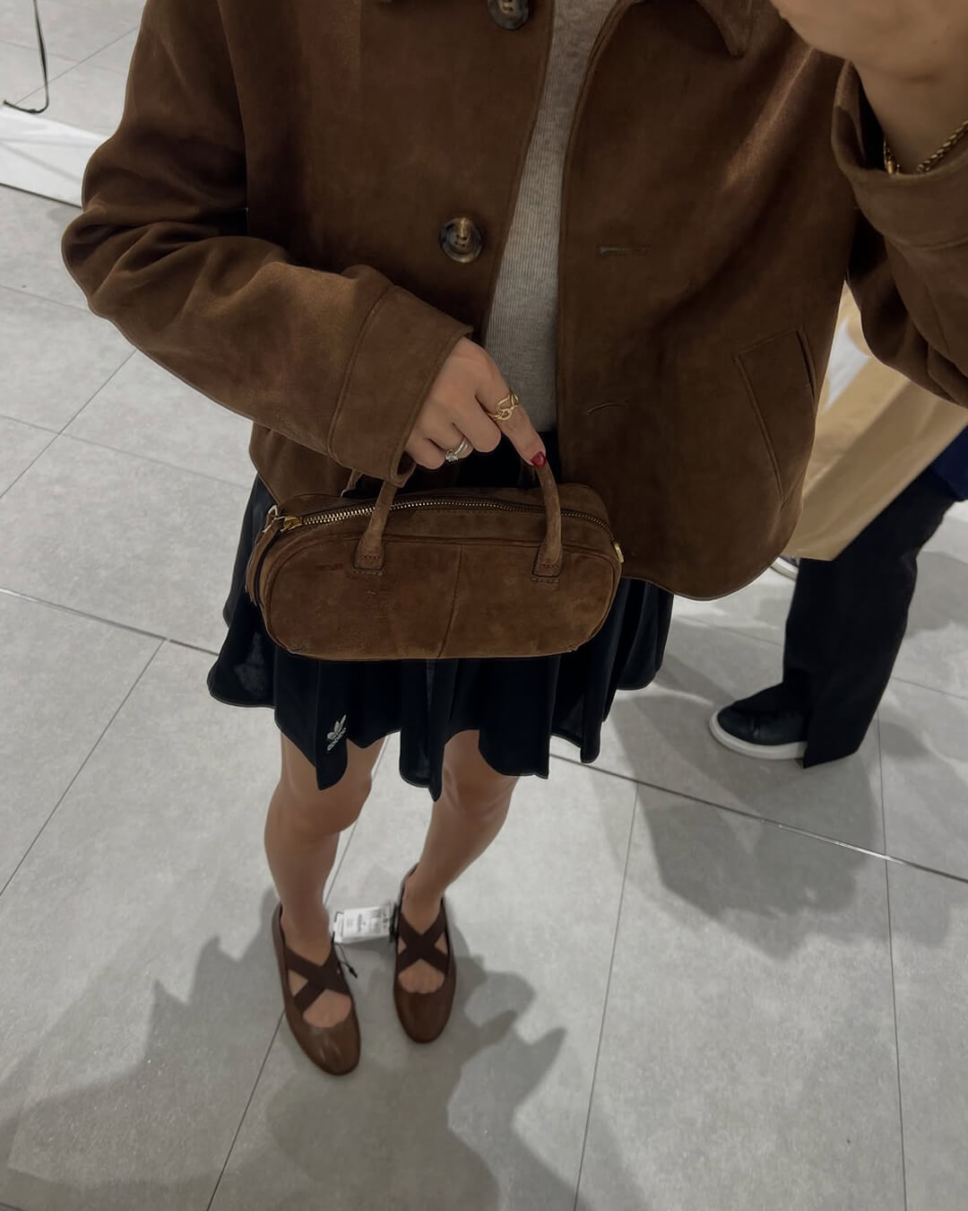 Sac à Main Mini en Suédine avec Deux Poignées