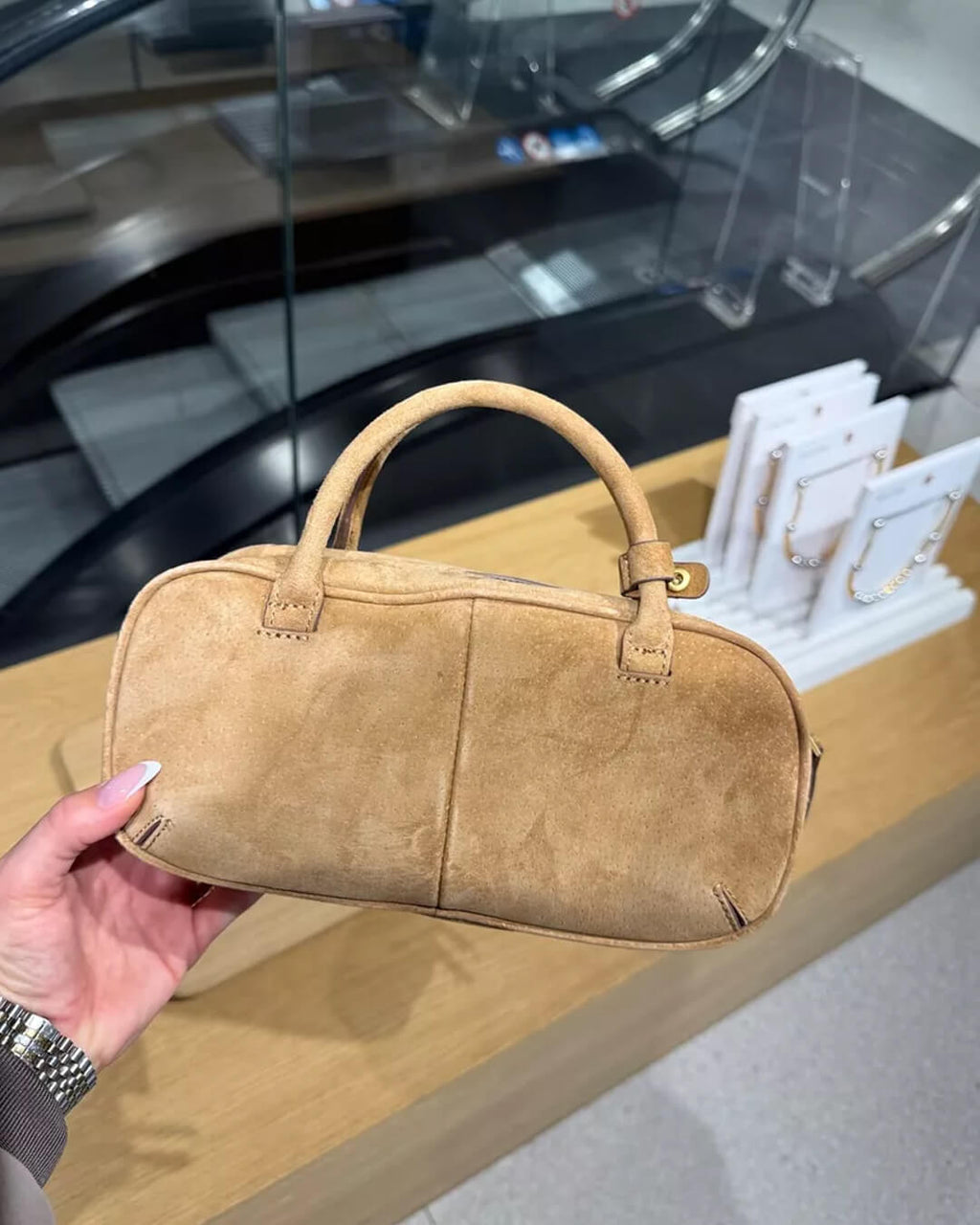 Sac à Main Mini en Suédine avec Deux Poignées