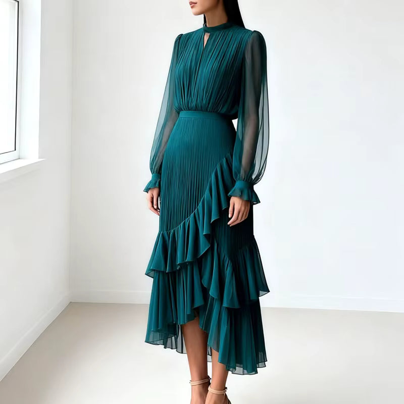 Sophia | Robe Midi Plissée à Volants