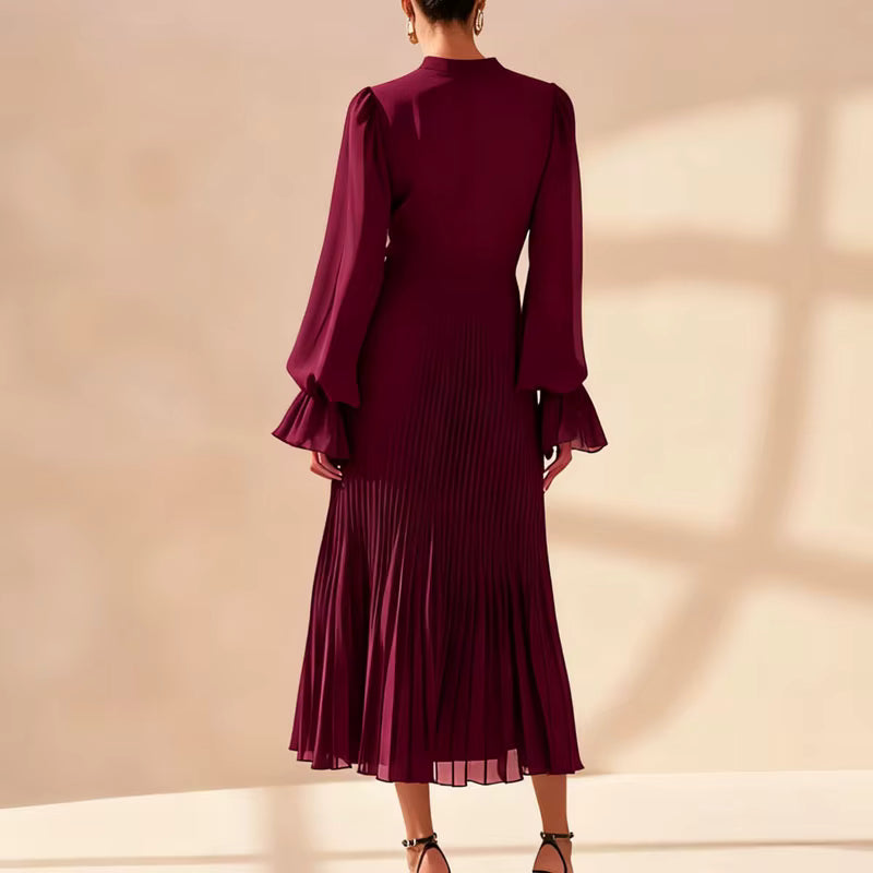 Sophia | Robe Midi Plissée à Volants