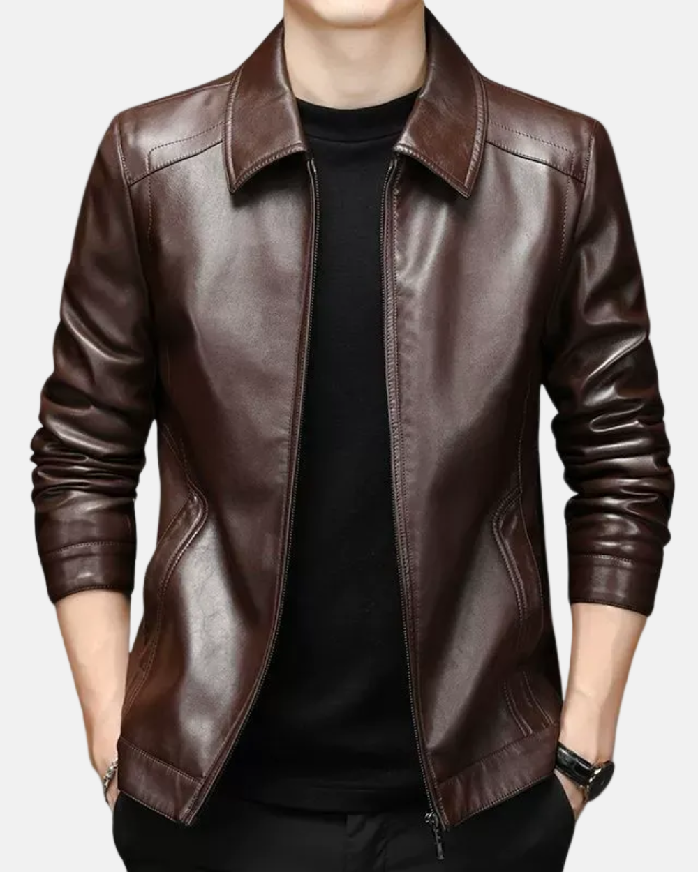 Veste en Cuir Décontractée