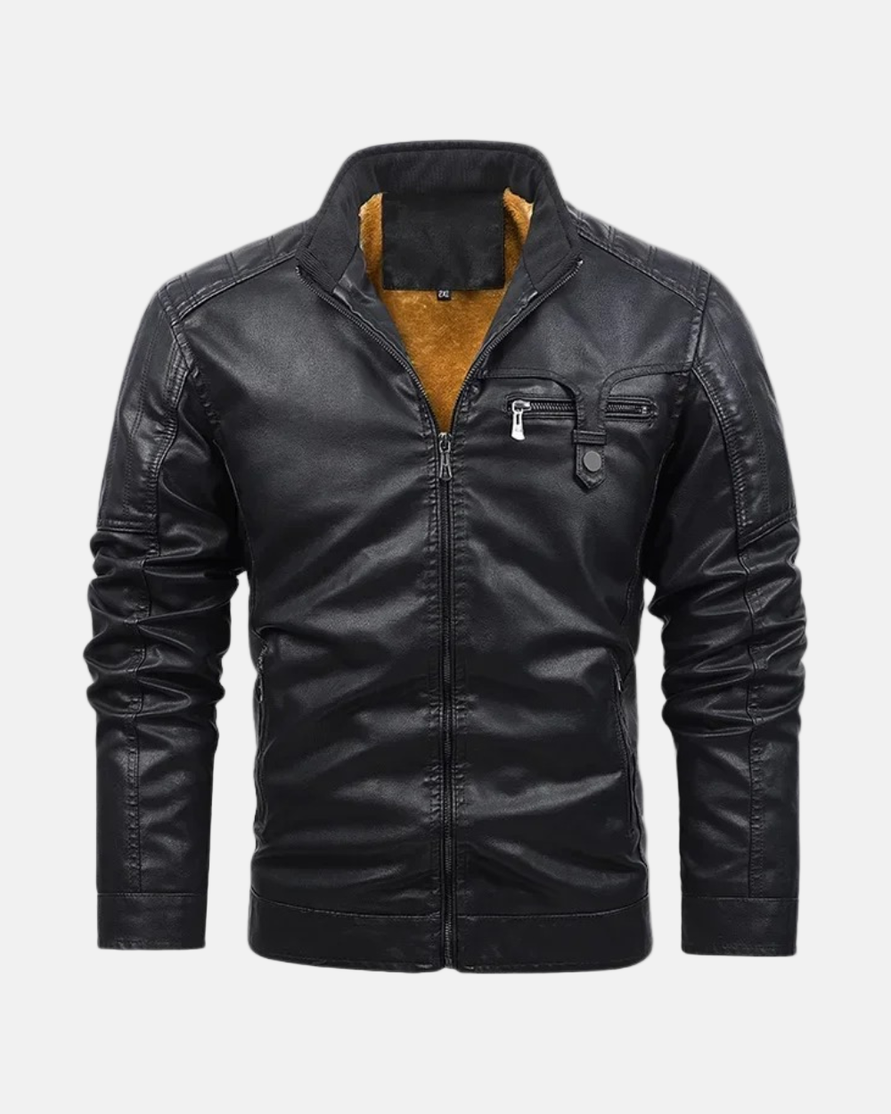 Veste en Cuir Doublée Fleece Rétro