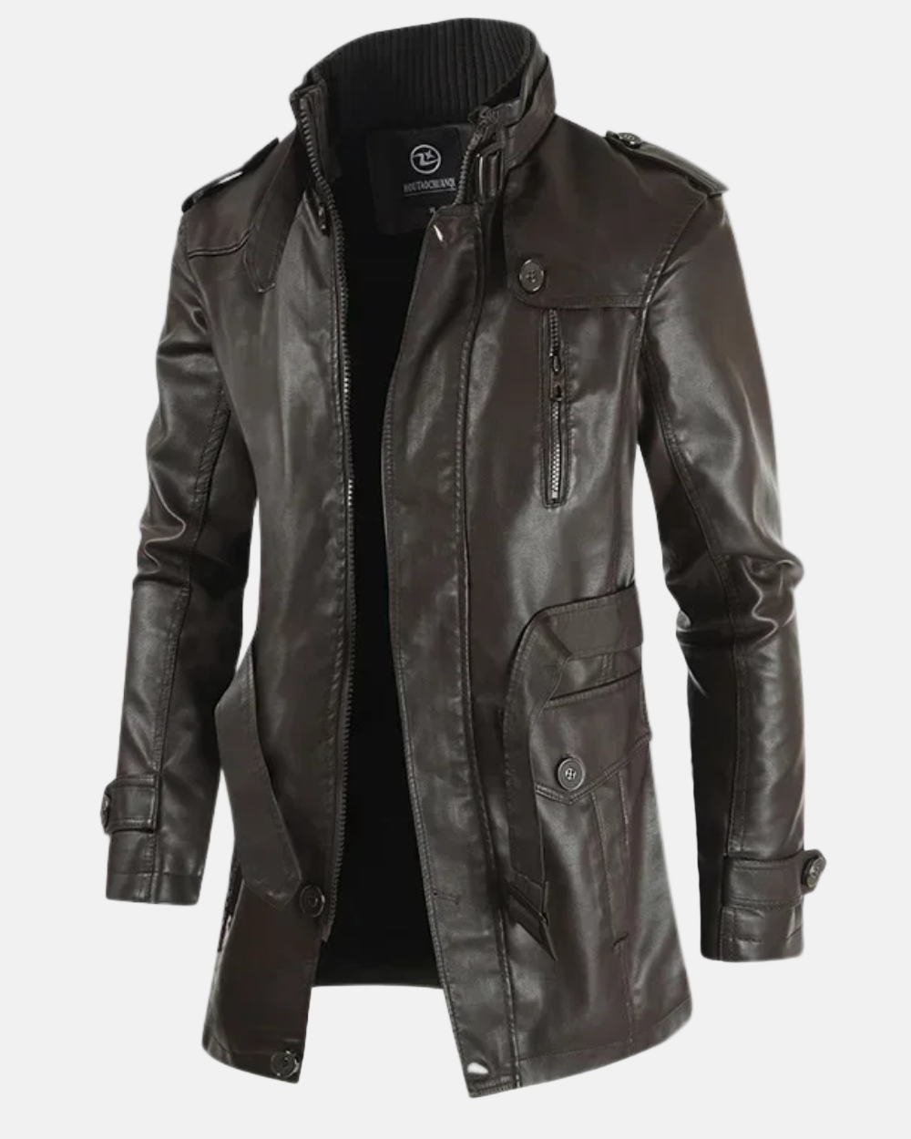 Veste de Motard Longue en Cuir Élégante