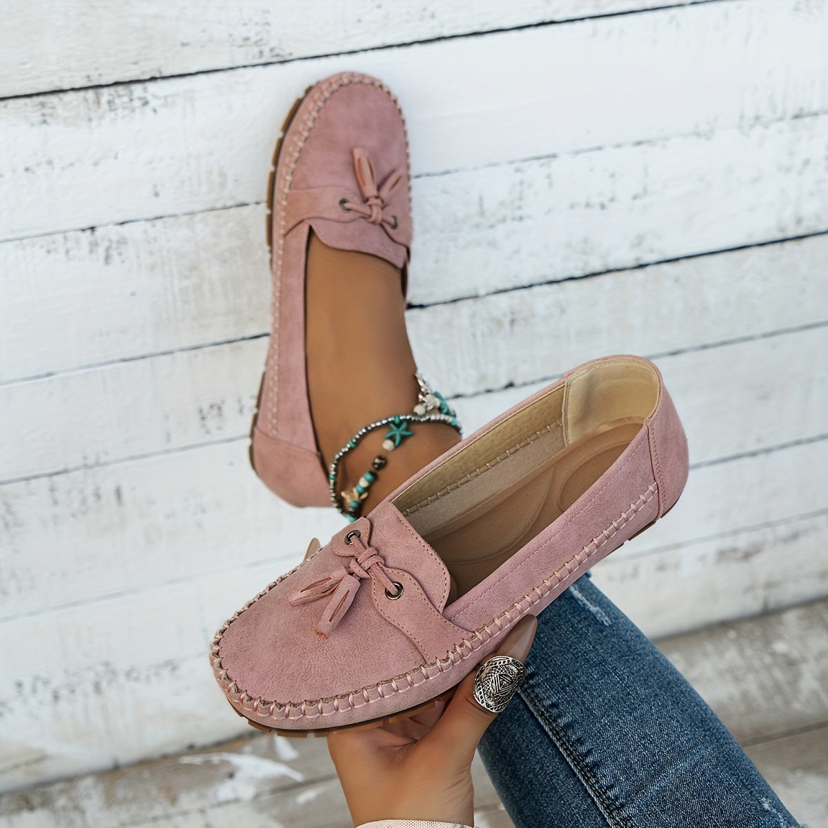 Nadine™ | Mocassins classiques avec détail pompons