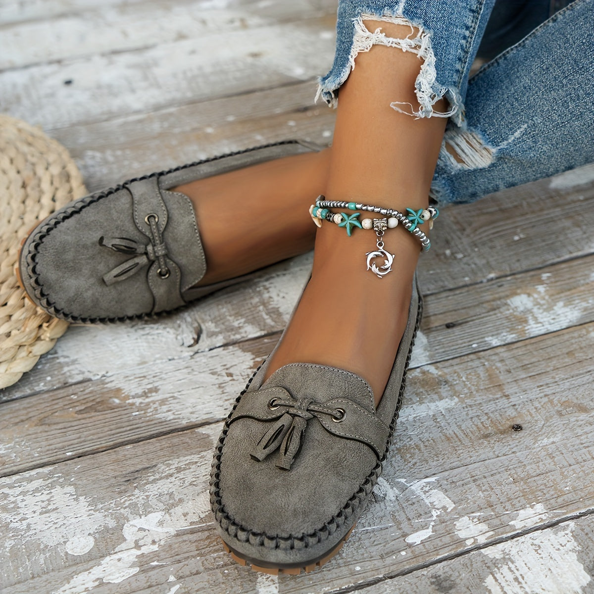Nadine™ | Mocassins classiques avec détail pompons