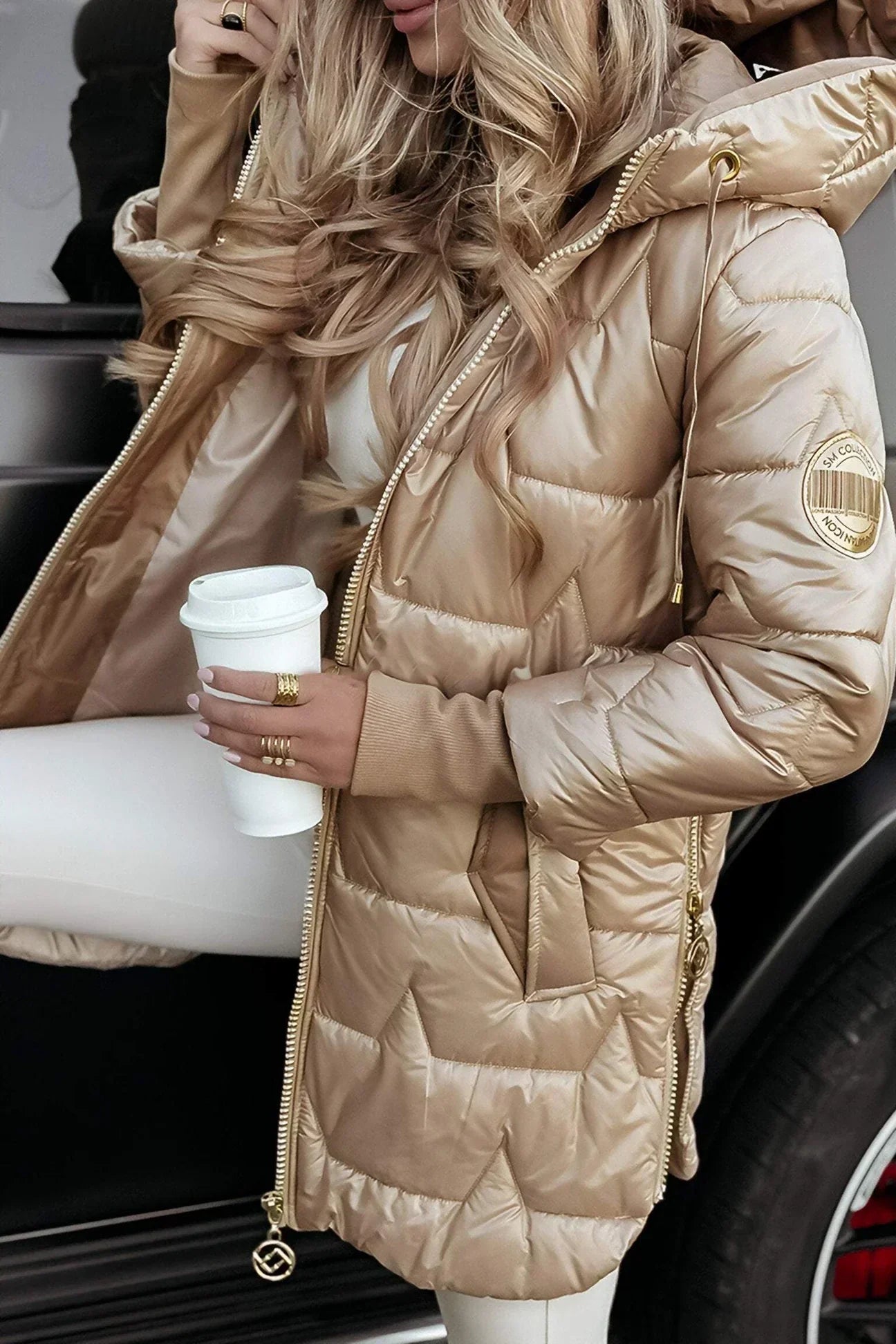 Ebi | Veste matelassée longue et chaude avec capuche enveloppante