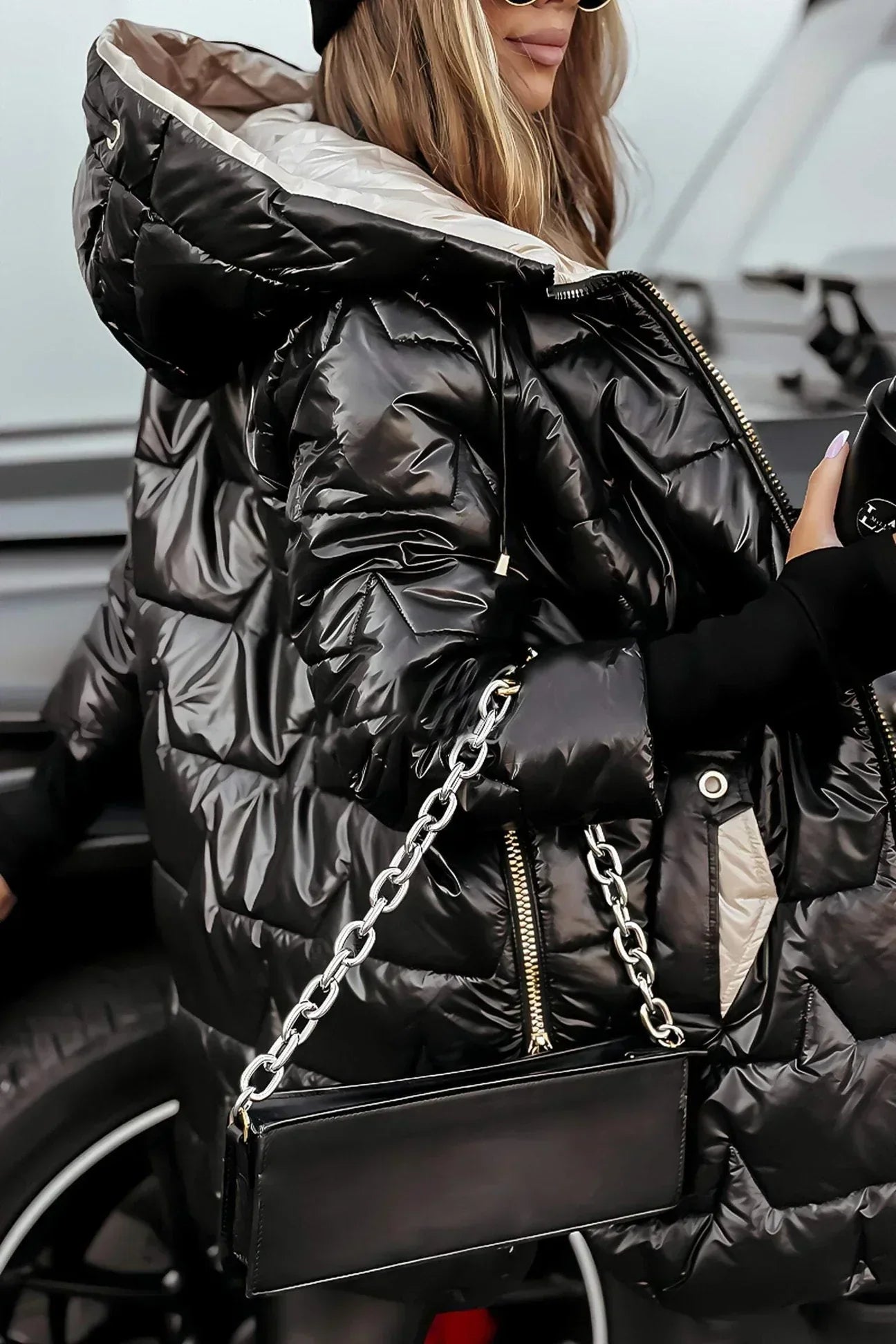 Ebi | Veste matelassée longue et chaude avec capuche enveloppante
