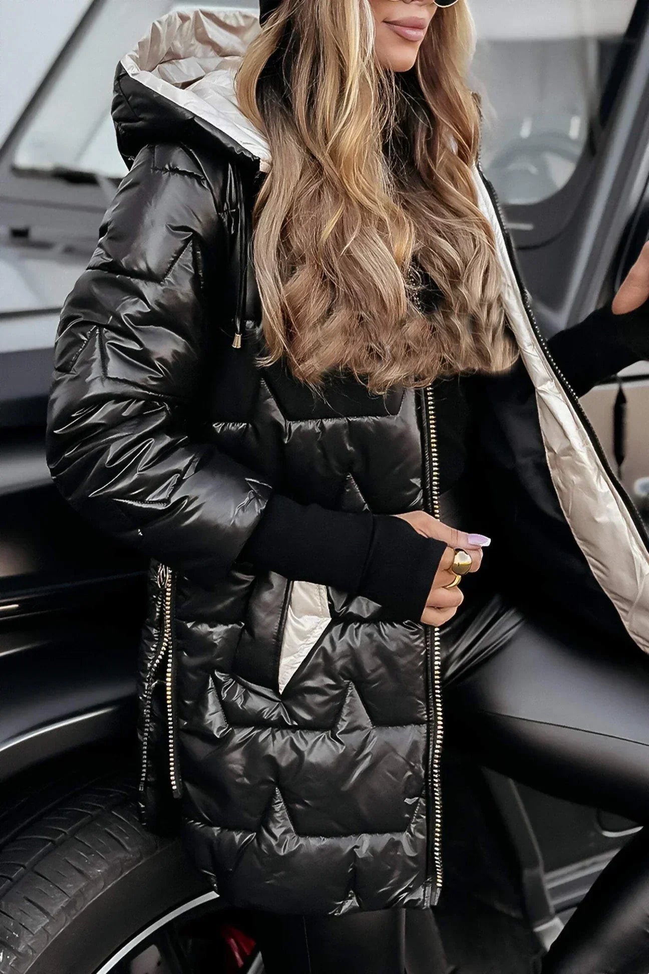 Ebi | Veste matelassée longue et chaude avec capuche enveloppante