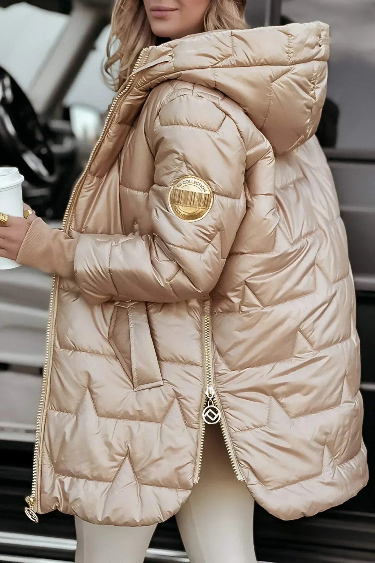 Ebi | Veste matelassée longue et chaude avec capuche enveloppante