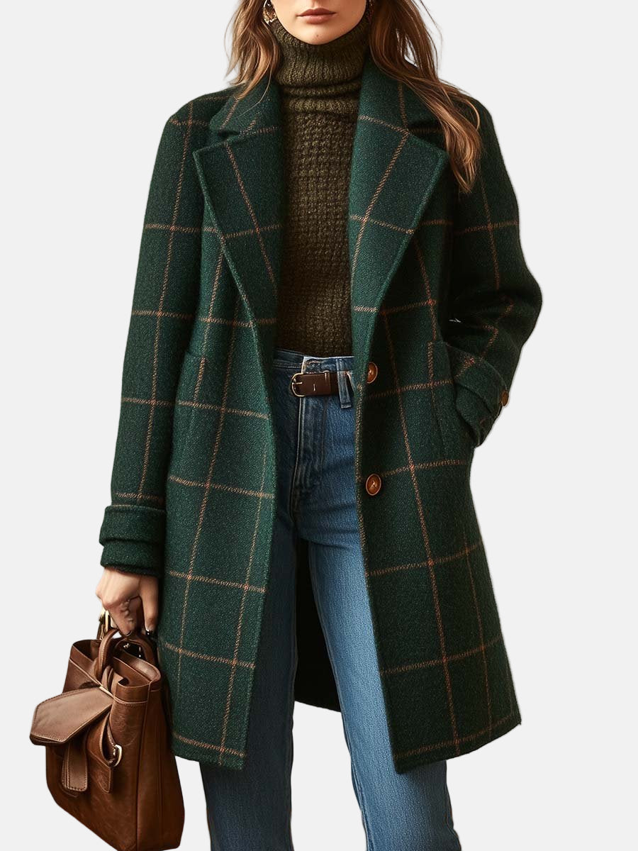Valeria | Manteau élégant à carreaux en laine